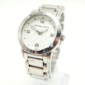 Michael Kors Janey Womens 34mm Watch Silver Tone MK Dial MK-3157 w New Battery